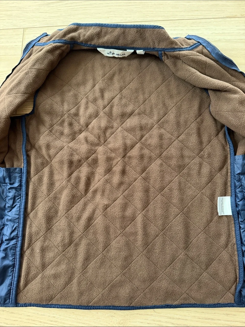 Peter Millar Youth/ Kids Quilted Slate Blue Vest with Brown Lining